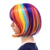 SWACC Rainbow Colors Straight Short Hair Bob Wig Synthetic Colorful Cosplay Daily Party Flapper Wig for Women with Wig Cap