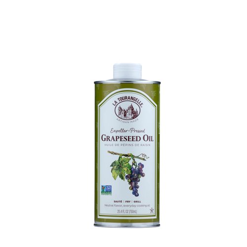 La Tourangelle, Expeller-Pressed Grapeseed Oil, High Heat Neutral Cooking Oil, Cast Iron Seasoning, Also Great for Skin, Hair, and DIY Beauty Recipes, 25.4 fl oz