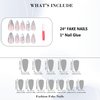 IMRAIN French Tips Press on Nails Medium Almond Fake Nails Silver Chrome Glossy Glue on Acrylic Nails Full Cover Nude Nature Handmade Gel False Nails Press ons Y2K Finger Manicure Decorations