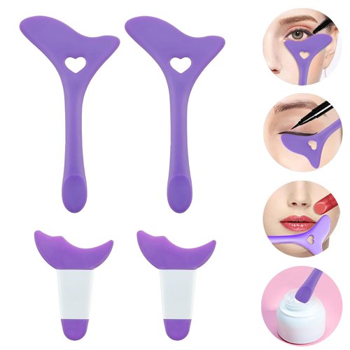 CTTHNBD Eyeliner Stencils Silicone Eyeliner Tool Winged Eyeliner Aid Reusable Make up Tools Eyeliner Shield Applicator Guide Multifunctional for Eyes Eyelashes Eyeshadow Lipstick 4pcs