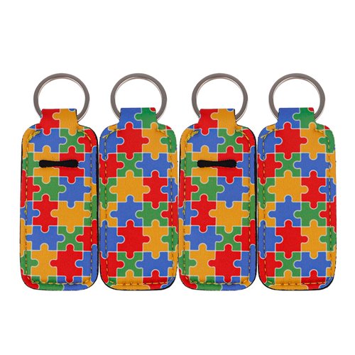 DMLSKY Chapstick Holder Keychain Lip Balm Holder Sleeve Pouch for Mini Lipstick, Autism
