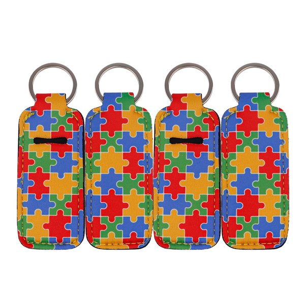 DMLSKY Chapstick Holder Keychain Lip Balm Holder Sleeve Pouch for Mini Lipstick, Autism