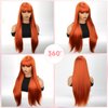 forfeels Long Orange Wig For Women 28 Inches Long Orange Ginger Synthetic Wigs Natural Looking Orange Synthetic Hair Wigs Straight Synthetic Wig With Bangs