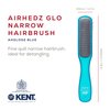 Kent AHGLO02 Airhedz Glo Blue Half Round Narrow Detangling Hair Brush - 9 Row Ionic Anti Static Non Scratch Long Nylon Bristle Great for Detangling and Smoothing Medium to Long Length Hair