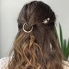 Bartosi Rhinestone Moon Hair Clips Silver Star Hairpins Crystal Decorative Bobby Pin Bride Wedding Hair Pins Side Clip Hair Accessories for Women and Girls (Pack of 3)