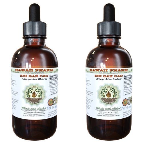 Zhi Gan Cao Alcohol-Free Liquid Extract, Zhi Gan Cao, Licorice (Glycyrrhiza Glabra) Processed Root Glycerite Natural Herbal Supplement, Hawaii Pharm, USA 2x2 fl.oz