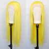 Luwigs Yellow Synthetic Lace Front Wigs Silky Straight Lace Wigs T-part for Women Replacement Wigs Heat Resistant for Cosplay Daily Wear Natural Looking 22inch