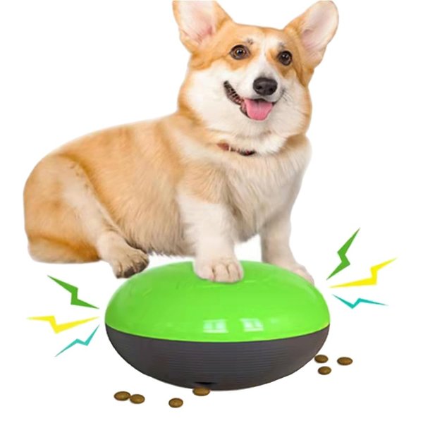 Pet Audible Toys Leaky Food Ball Flying Saucer Ball Sliding Slow Fooder Treat Ball Food Dispensing Interactive Toy for Dog (218-Green)