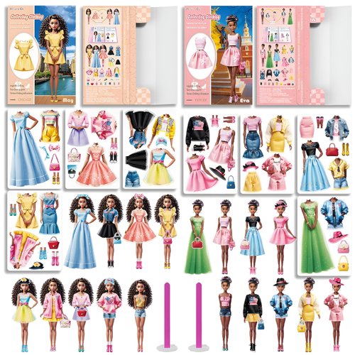 Beatifulog 2 PCS Magnetic Princess Dress-Up Paper Dolls, Magnetic Dress-Up Game, Play and Travel Toy Set with Magnetic Dress-Up Dolls and Girls’ Costumes,Pretty Princess Game