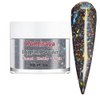 Salon Quality Holographic Glitter Black Nail Dip Powder 1OZ Sparkle Glitters Nail Dipping Powder with Opal Foils, Smooth Fine Powder Easy to use for starters