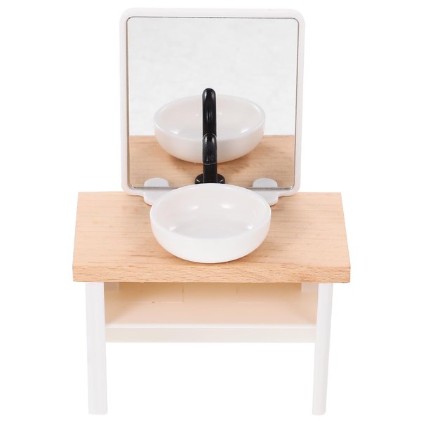 ibasenice Dollhouse Bathroom Sink with Cabinets 1:12 Miniature Bathroom Sink Models Dollhouse Wash Sink for Doll House