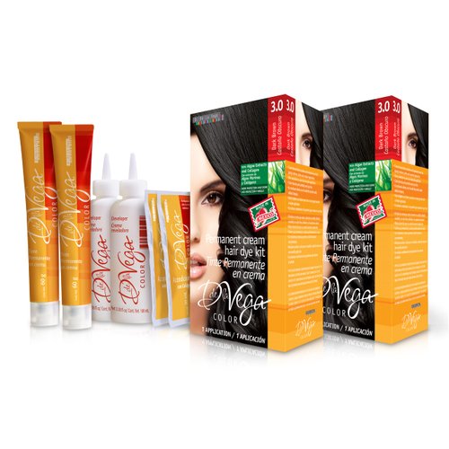 D de la Vega Color, Hair Dye Kit, Dark Brown 3.0, 2 Boxes