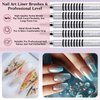 5pcs Nail Art Liner Brushes,Liner Brush For Nails,Nail Art Brush For Long Lines,Thin Details,Fine Drawing,Liner Brush UV Gel Polish Painting Nail Design Sizes 7/9/11/20/25mm(Silver)