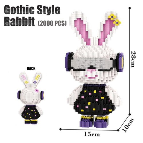 HONLANCH Animal Gothic Style Rabbit Micro Building Blocks Set（2000PCS 28cm High Series） Gift for Adults and Kids