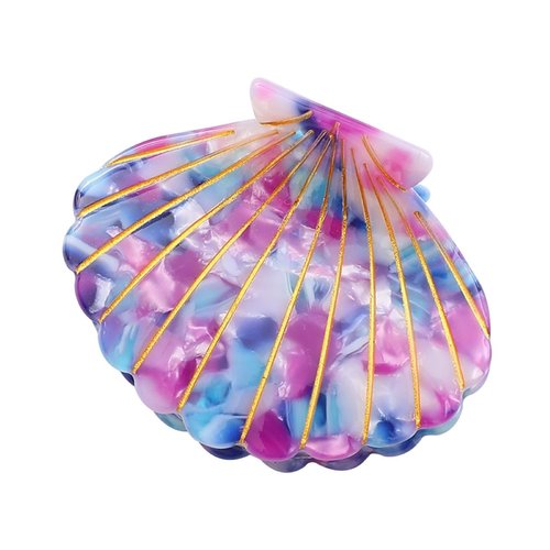 Fantasy Sea Shell Hair Clip,Acetate Hair Clip,Small Claw Clip for Women,Purple, 1 Count (Pack of 1)