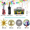 80s 90s Party Decorations, 15Pcs Disco Ball Balloons Gold Explosion Star Foil Balloons Inflatable Boom Box Guitar Mobile Phone Balloons for 80s 90s Hip Hop Theme Birthday Party Decor Supplies