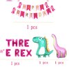 Pink Dinosaur Party Supplies,Baby Grl Pink Dinosaur Three Birthday Dino-Rex Party Decorations ,Dinosaur 3 Years Old Birthday Party Supplies Pink Dinosaur Party Supplies