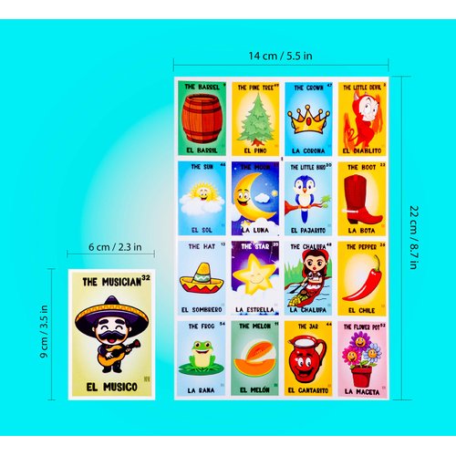 Mexican Bingo Game Kit - Bilingual Game for 10 Players - Includes 1 Deck of Cards and Boards - with 140 Bingo Chips - for The Entire Family - Great for Learning Spanish