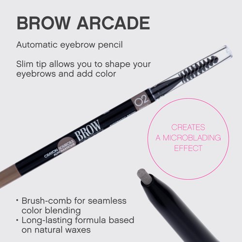 Vivienne Sabo Paris - Automatic Eyebrow Pencil Brow Arcade, Soft Brown (Shade 02), Natural Looking Brows, All Day Wear