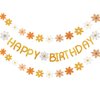 Happy Birthday Banner Little Daisy Banner for Kids Adults Birthday Party Decorations (Dark Yellow+Orange)