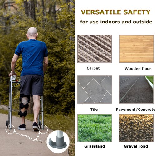 Aliseniors Walker Ski Glides - 2 Pack Universal Fit Walker Accessories for Seniors Folding Walkers - Durable and Smooth Walker Glides Skis - Walker Feet Replacement, Gray