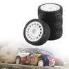 Chanmoo 1/10 RC Rally Car Tires On Road Tyres 12mm Hex Plastic Wheels Rims Compatible with 1/10 Scale Racing Car Tamiya TT01 TT02 XV01 TA06 PTG2 HPI KYOSHO HSP RC On-Road Car 4PCS (White)