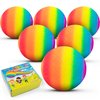 Homotte 6 Pcs Rainbow Playground Balls for Kids, 5 Inch Small Kickball Dodgeballs, Mini Toy Ball Handball Set for Indoor & Outdoor Activities with Hand Pump
