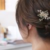 VMila Wedding Pearl Hair Comb Wedding Hair Comb Bridal Hair Accessories Pearl Flower Hair Accessories For Women Girls Wedding Hair Accessories (Gold Single Comb)