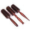 Healthcom 3-in-1 Premium Brush Set for Women & Men: Natural Boar Bristle Round Hair Brush, Nylon Pin Styling Brush, Wooden Comb for Drying, Curling, and Styling Hair