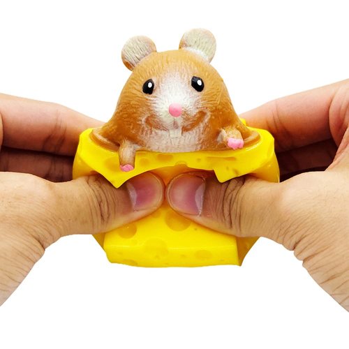3PCS Animal Squishes Toys with Cheese Cup Squishies Cute Mice Squeeze Toys for Kids Cheese Squirrel Cup Fidget Toys for Adults Anxiety ADHD Stress Relief Toy Birthday Party Favors
