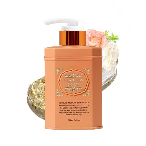 TEABLESS Perfume Body Wash Floral Medow Scent, Ceramide, Catechin, Soothe and Moisturize the skin, Hypoallergenic Acidity, Scrub Formula, 17.6Fl Oz