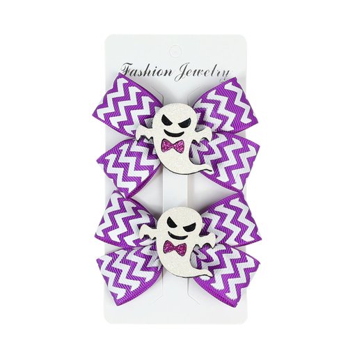 Halloween Hair Bow Pumpkin bat Spider Ghost hairpin Halloween Party Hair Accessories. (Type B)
