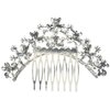 Unik Occasions Pearl and Crystal Clover Cluster Tiara Hair Comb, Silver