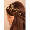 Kercisbeauty Boho Black Crystal Hair Comb for Wedding Brides Bridesmaid Gold Beads Hair Piece for Women and Girls