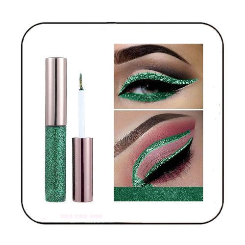 Edanta Glitter Liquid Eyeliner Shimmer Eye Liner Colorful Eye Makeup Metallic Eyeliner Cosmetics Make Up for Parties Cosplay Eye Makeup Pack of 1 (Green 7#)
