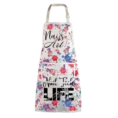 MBMSO Nail Tech Apron Manicurist Apron Nail Cosmetology Gift for Nail Technician Nail Artist Nail Techs Add Polish to Life (Nail Art Apron-w)
