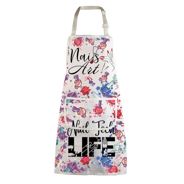 MBMSO Nail Tech Apron Manicurist Apron Nail Cosmetology Gift for Nail Technician Nail Artist Nail Techs Add Polish to Life (Nail Art Apron-w)