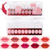 10 Colors Liquid Tint Stain, Korean Lip Gloss Moisturizing Natural Mini Liquid Lipstick, Multi-Use Lip and Cheek Tint, Lip Stain Long Lasting Waterproof, Non-Stick Cup