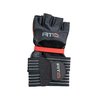 Fit Four OCR Slit Grip Gloves Obstacle Course Racing & Mud Run Hand Protection | Wrist Support with Slit for Fitness Watch (Black/Red, Small)