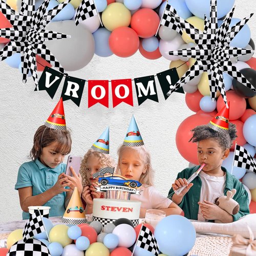 Black White Checkered Star Cone Aluminum Foil Balloons,Checkered Racing Theme 22 Inch Explosion Star Burst Balloons,Las Vegas Casino Party,Alice Theme Kids Birthday Party Decorations Supplies 2 Pcs