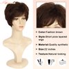 MIMAN Women's Short Brown Pixie Cut Wig Short Layered Hair Wigs with Bangs Fluffy Synthetic Hair Replacement Wig for Women Halloween Costumes Wigs