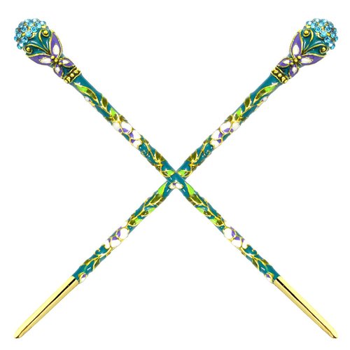 Fashion & Lifestyle 2 Count Hair Decor Chinese Traditional Style Hair Sticks Shawl Pins Picks Pics Forks for Women Girls Hair Updo Making Accessory 6" with Butterfly, Blue Green