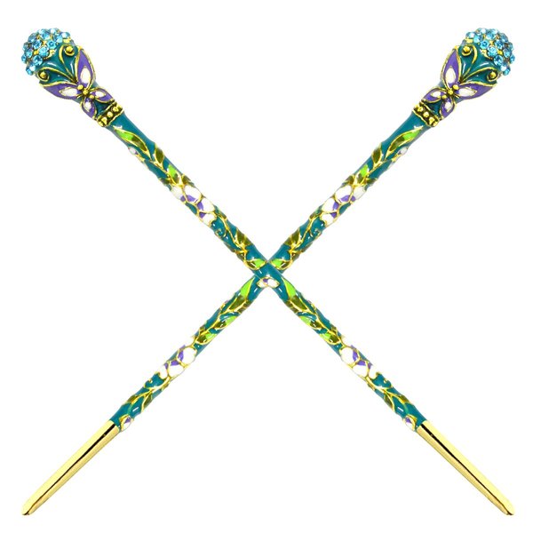 Fashion & Lifestyle 2 Count Hair Decor Chinese Traditional Style Hair Sticks Shawl Pins Picks Pics Forks for Women Girls Hair Updo Making Accessory 6" with Butterfly, Blue Green