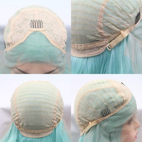 sylvia 24" Light Blue Natural Wave Synthetic Lace Front Wigs Heat Resistant Fiber Hair Replacement Wig
