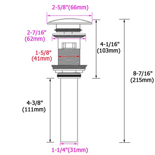 Bathroom Sink Drain, Angle Simple Brass Pop Up Drain Stopper, Vessel Sink Drain with Overflow, Lavatory Vanity Sink Drain Stoppers Brushed Nickel