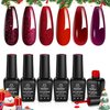 Beetles Christmas Red Gel Nail Polish Set Winter Burgundy Collection Glitter Poinsettia Purple Gel Polish, Soak Off UV LED Gel Nail Polish Art Design Decoration DIY Gel Nail Gifts