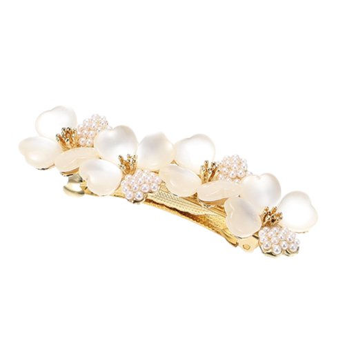 VOCOSTE Flower Hair Clips for Women, Vintage Rhinestone Hair Barrettes, Small Flower Hairpin, French Faux Crystal Flower Hairpin, Hair Accessories, Champagne