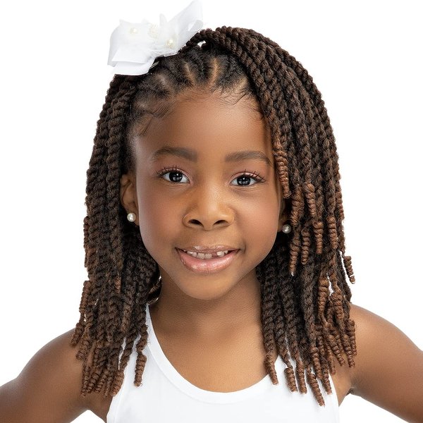 Teeny 3 x Senegal Curl Crochet Hair – Dreadlock Extensions Curly Braiding Hair – Premium Handmade Synthetic Hair Bundles for Teen Girls – Beautiful Colors and Realistic Look (1B)
