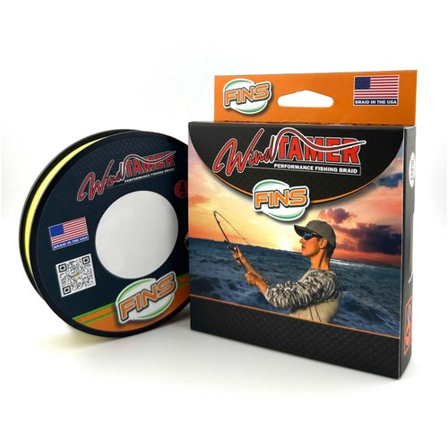 FINS Windtamer Braided Fishing Line - Versatile, Compact Braid for All Fisheries, Reduces Wind Knots and Rod Tip Wraps - High Performance 4-End Braid - Hi-Viz Yellow - 10 lb - 500 yds