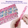Nail Files (24 Pack), Colorful Emery Board Nail File for Natural Nails Double Sided 180 Grit Professional Fingernails Emory Boards Buffer Manicure Tool Nail Shaping Buffing Smoothing Filers Flowery
